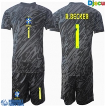 Brazil Alisson Becker #1 Golmanski Gostujuci Dres za djecu Copa America 2024 Kratak Rukav (+ Kratke hlače)